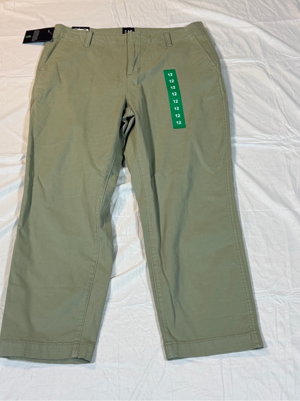 GAP Girlfriend Chino Pants Women's 12 NWT Olive Green Mid Rise Stretch   O56